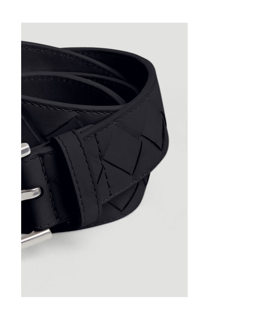 Bottega Veneta Interwoven-design Buckle-fastening Belt In Black