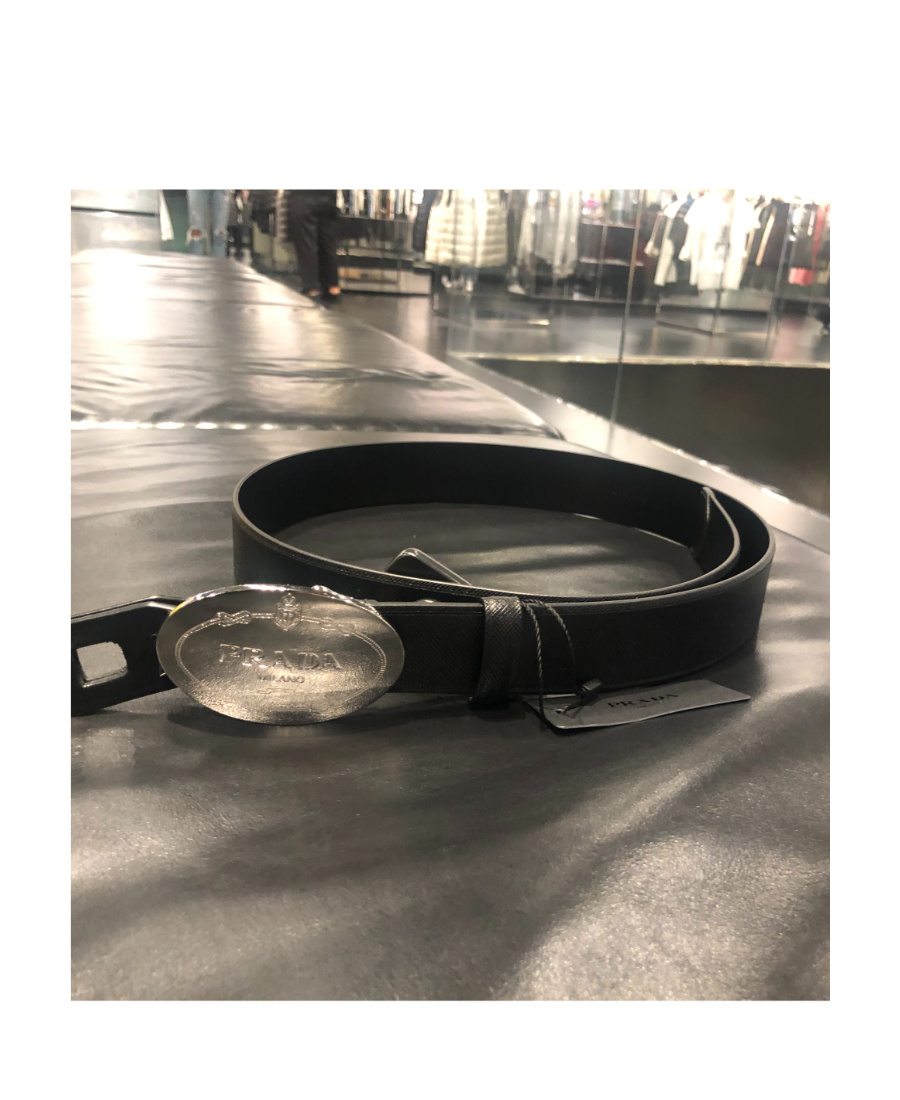 Prada Black Buckle Belt In Black