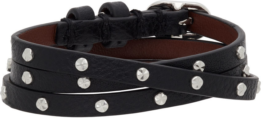 Alexander Mcqueen Wraparound Studded Bracelet In Black