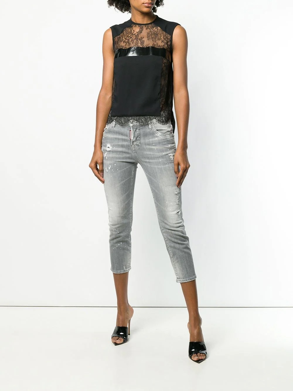 Dsquared2 Stone Wash Tight Jeans In Gray