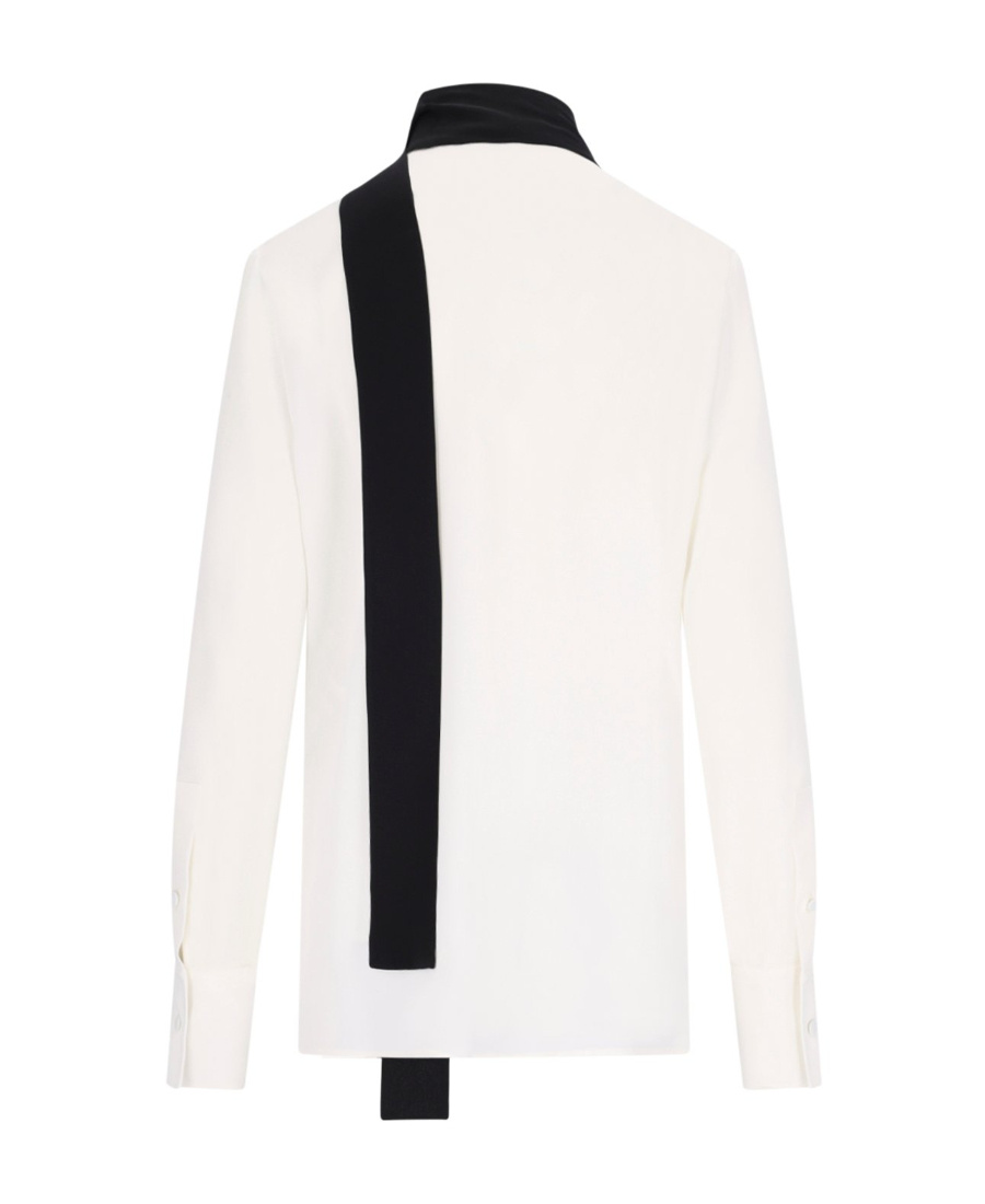 Valentino Silk Blouse With Long Sleeves And Scarf Detail In White