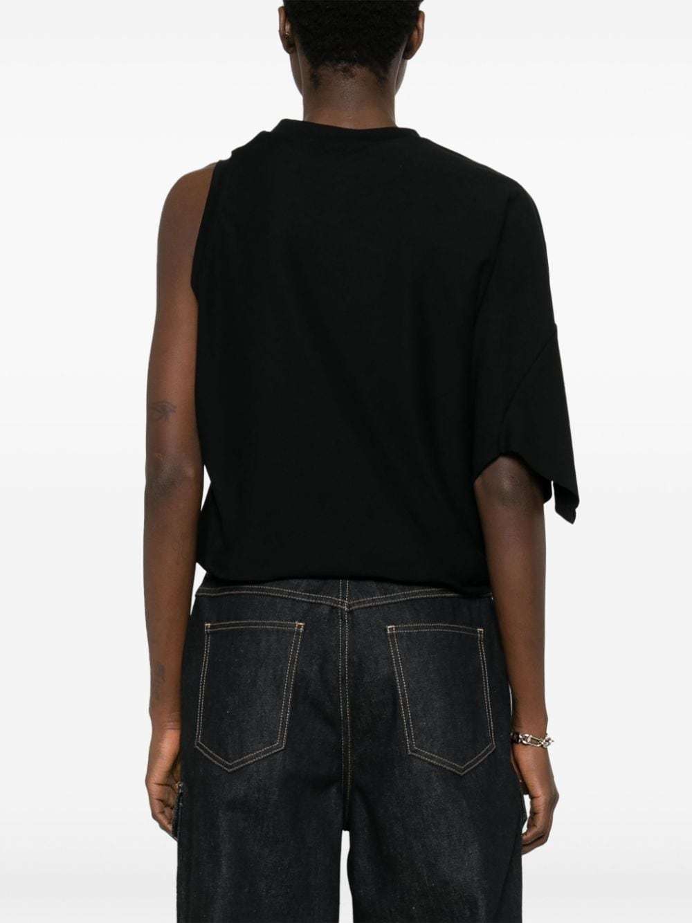 Stella Mccartney Asymmetric Cotton Top In Black