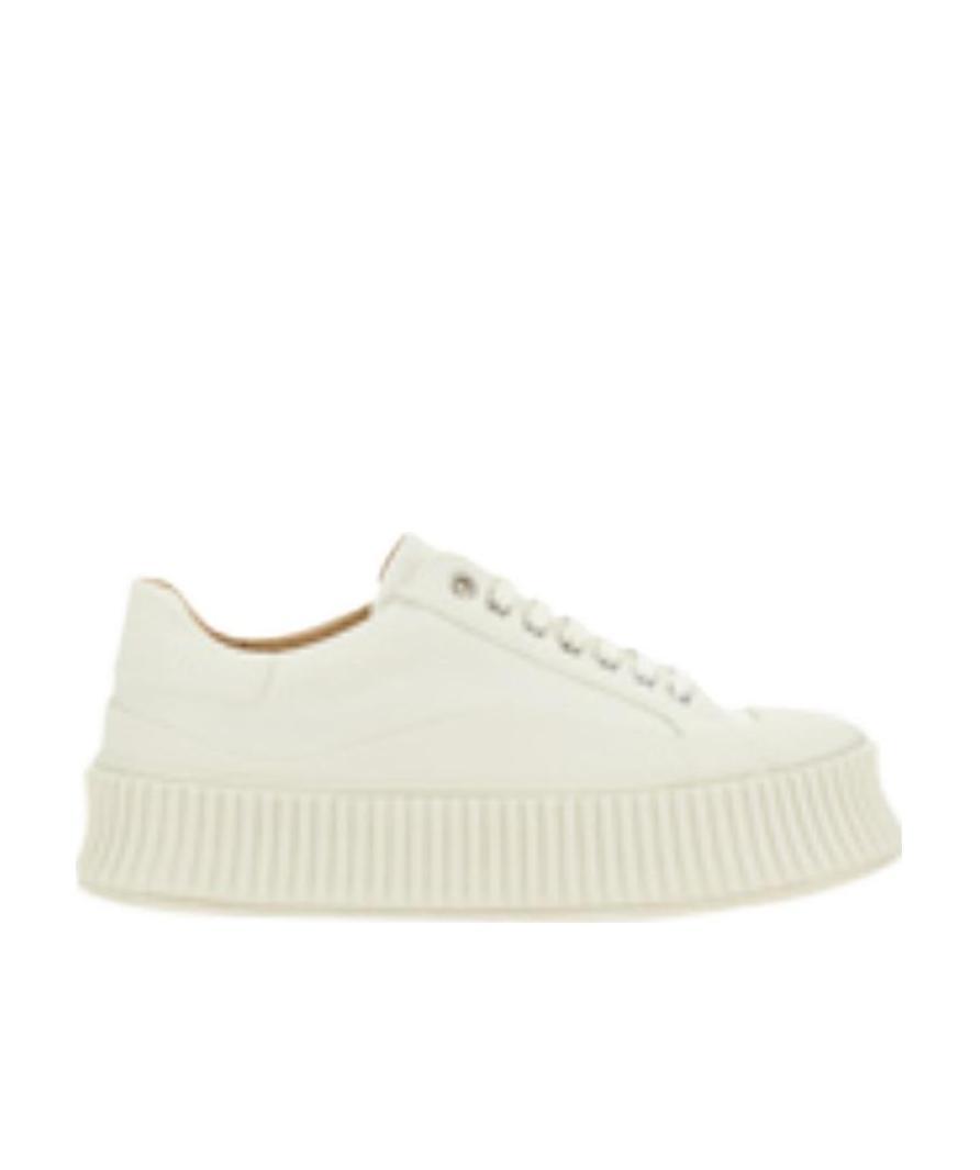 Jil Sander Recycled Canvas Sneakers In White