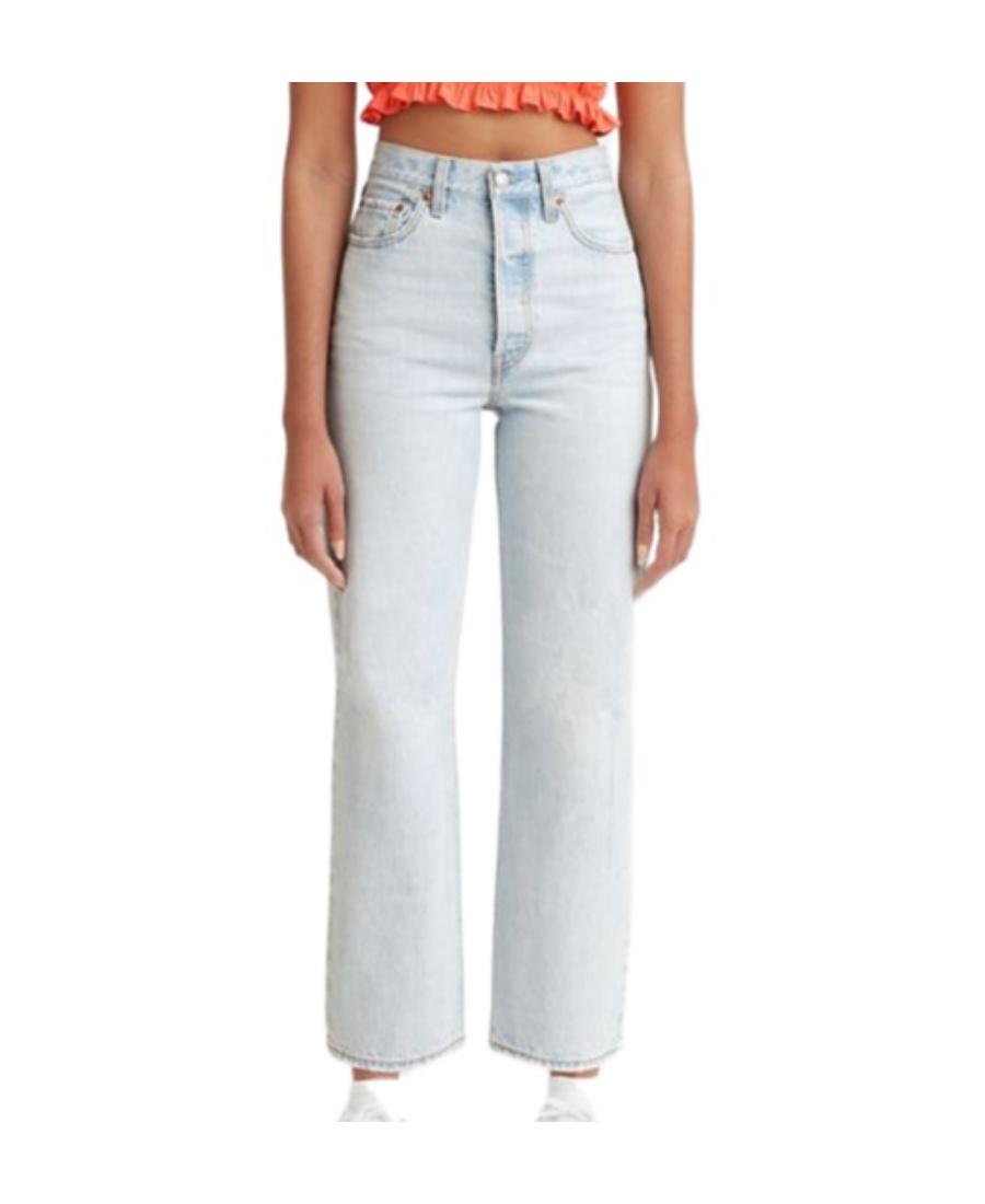 Levi's High Waisted Cropped Jeans In Blue