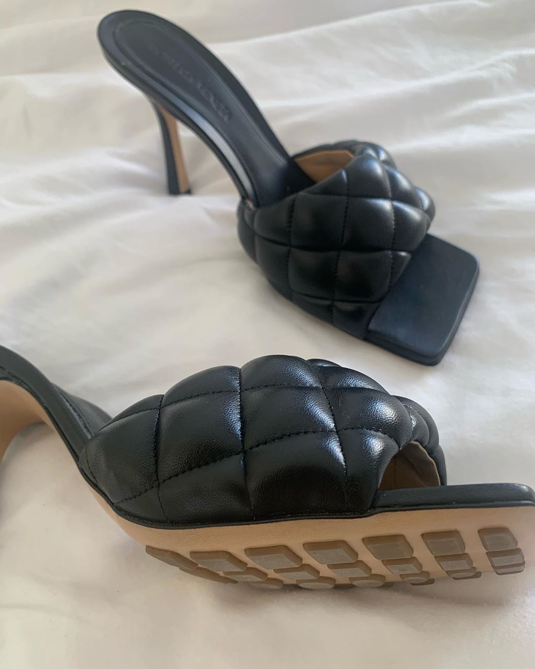 Bottega Veneta 90mm Padded Quilted Leather Sandals In Black