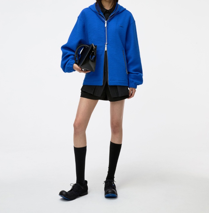 Ader Error Realce Hoodie Zip-up In Blue