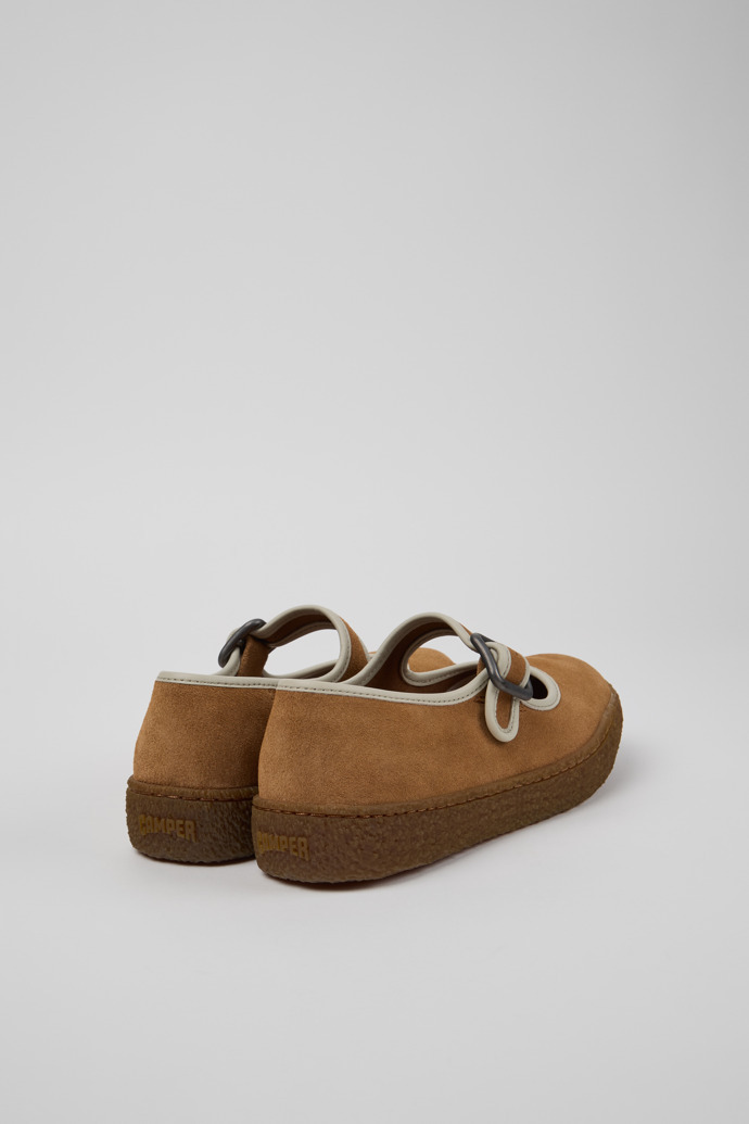 Camper Peu Terreno Buckle-strap Suede Ballet Flats In Brown
