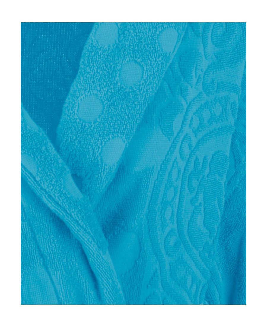 Versace La Vacanza Baroque Bathrobe In Blue