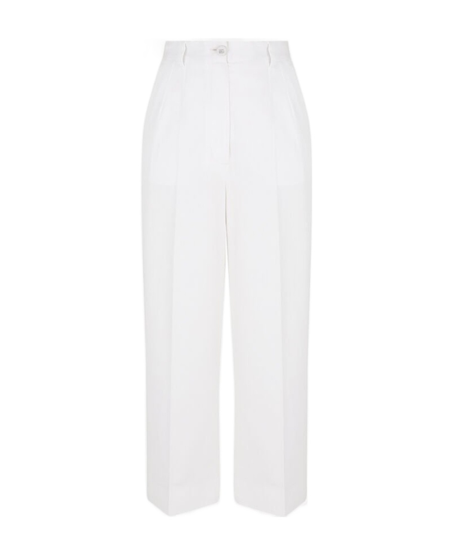 Dolce & Gabbana Logo-buttons Wide Leg Cropped Trousers In White