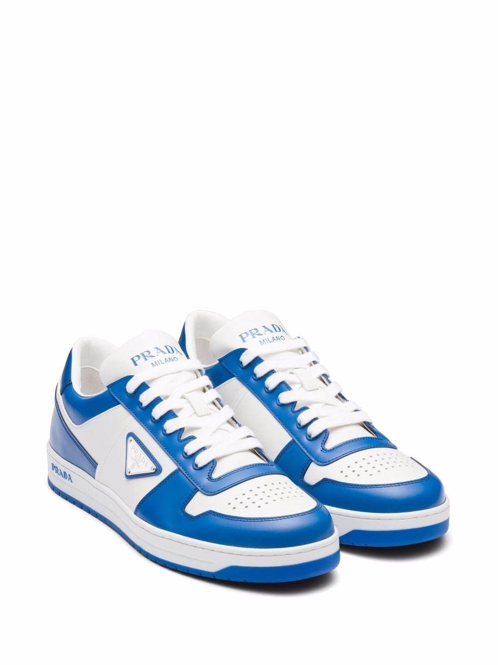 スニーカー Prada Downtown Leather Sneakers White Cobalt Blue Prada Downtown Leather Sneakers In White,cobalt Blue | ModeSens