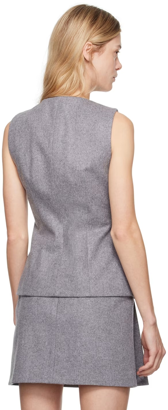 Msgm Eyelet-detail Vest In Gray