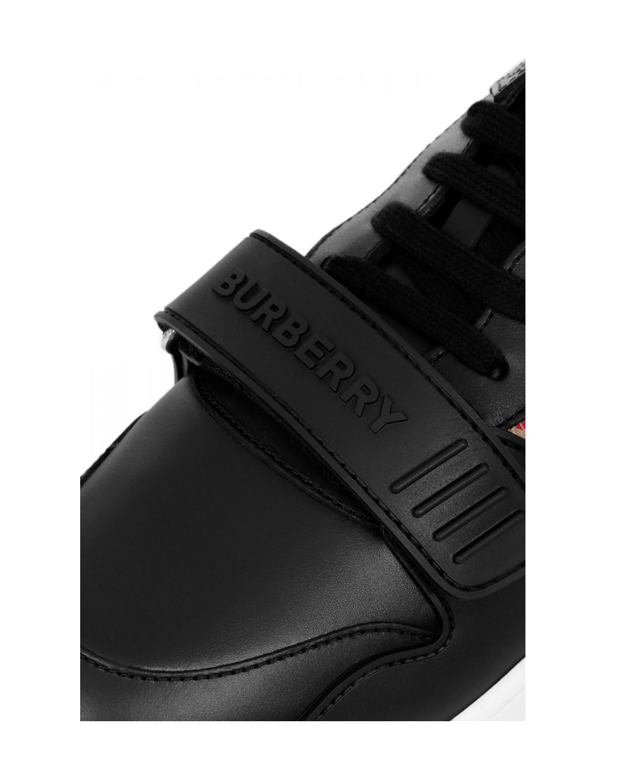 Burberry Ramsey Vintage Check Red Sole Low-top Sneakers In Black