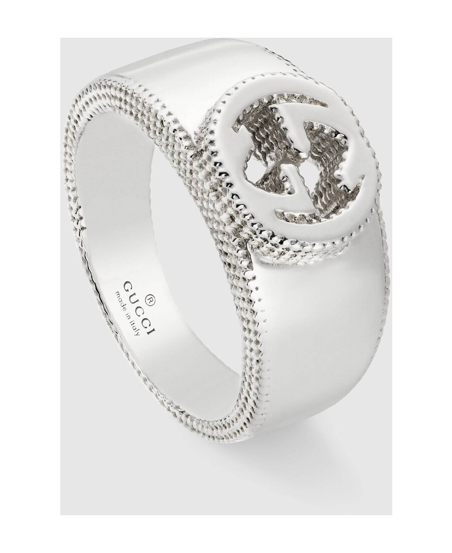Gucci Interlocking G Ring In Silver In White