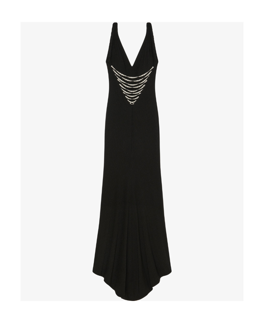 GIVENCHY DRESS WITH TWISTED STRAPS IN JERSEY WITH PEARLS AND CRYSTALS