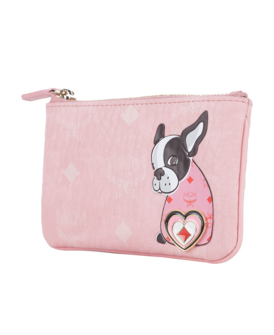 Mcm Logo Details Clutch In Pink