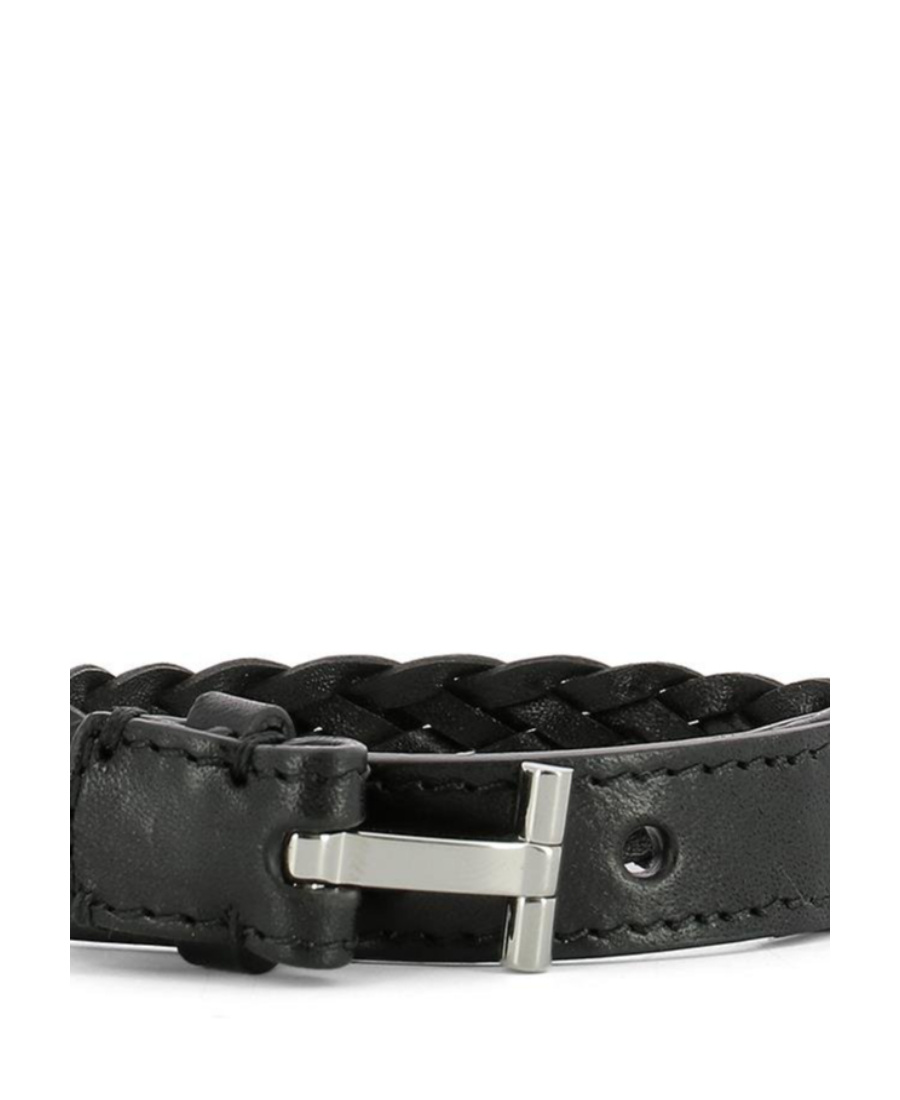 Tom Ford T-lock Interwoven-leather Bracelet In Gray