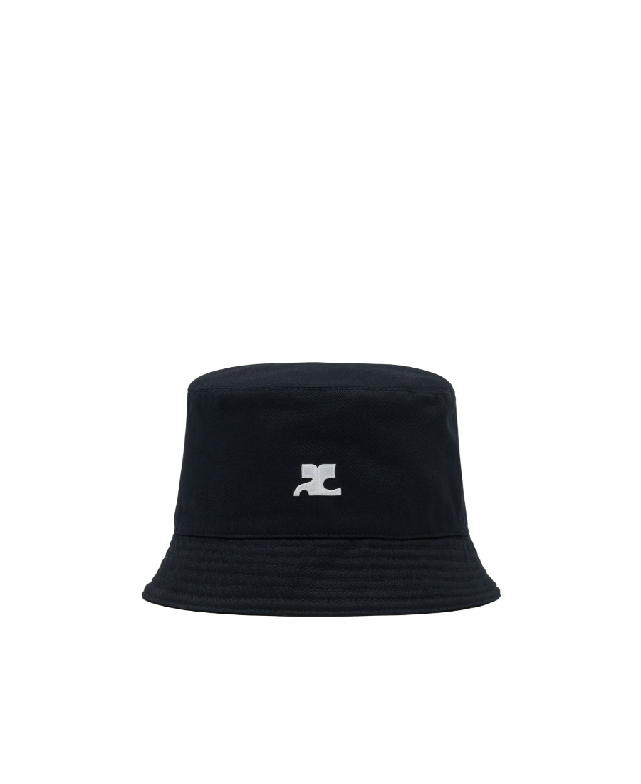 Courrèges Signature Logo-appliqué Bucket Hat In Black