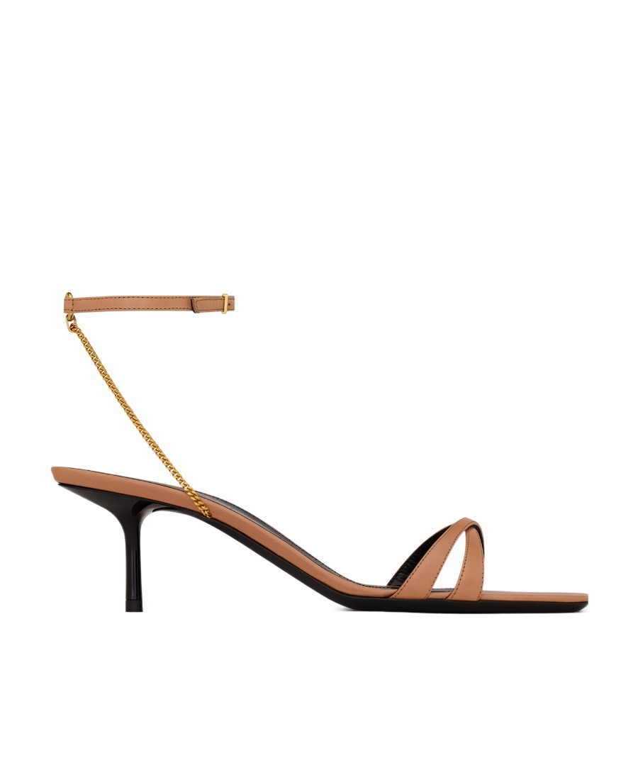 Saint Laurent Melody Ankle-strap Sandals In Brown