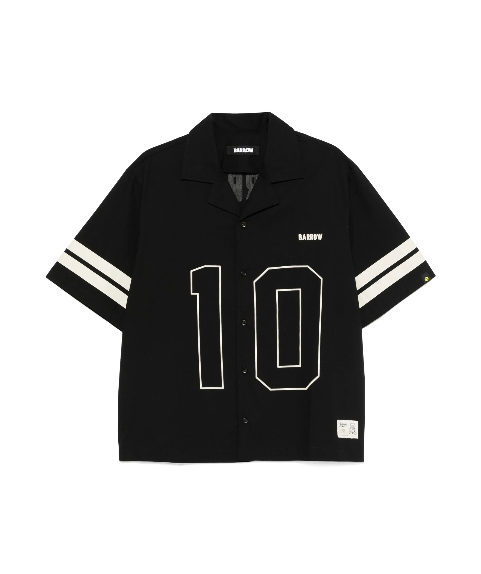 Barrow Printed Striped Short Sleeve Shirts In Black