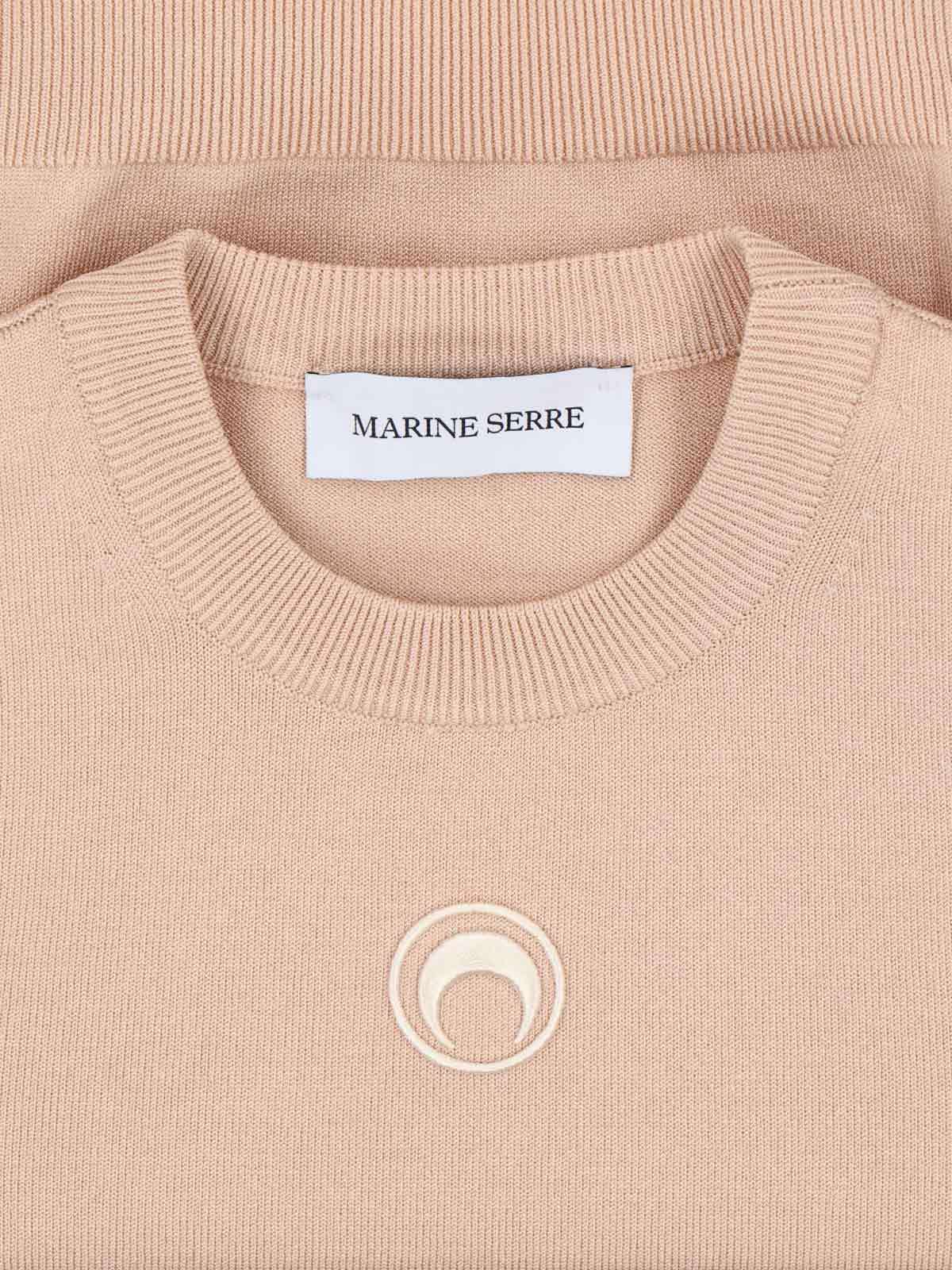 Marine Serre Short Sleeve Crew Neck Knitwear Top In Pink