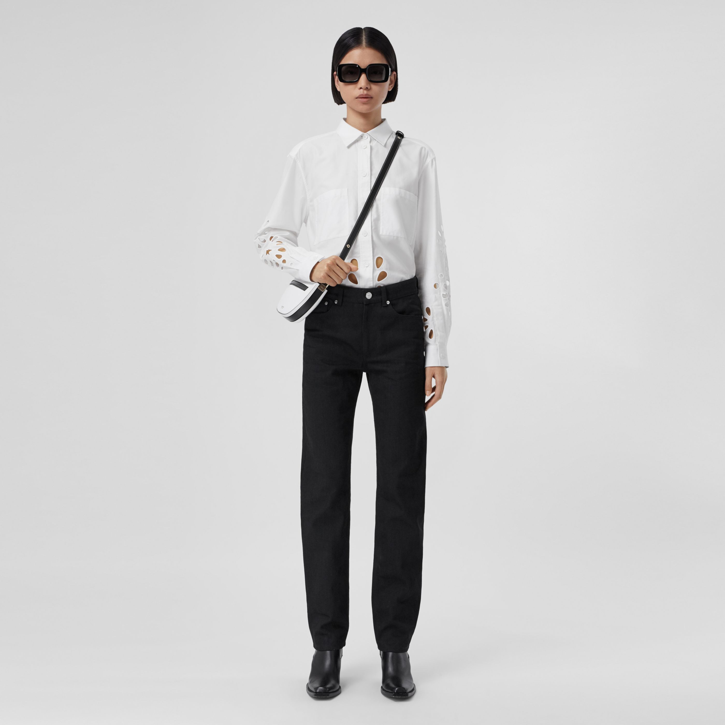 Burberry Logo-print Straight-leg Jeans In Black
