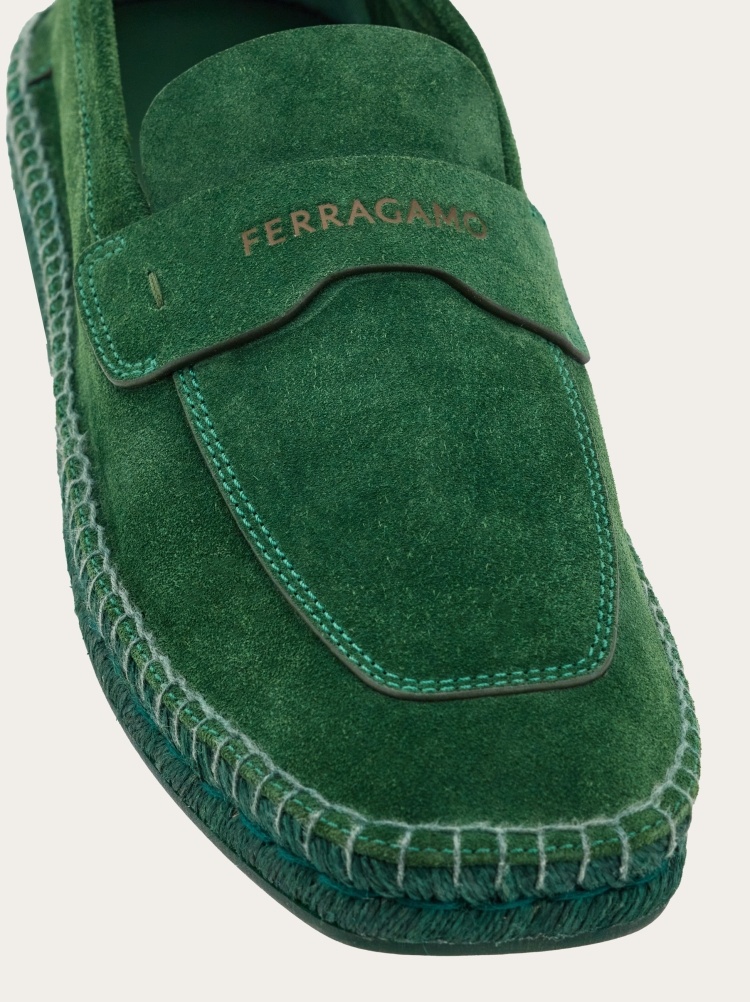 Ferragamo Square Head Loafer Shoes In Green