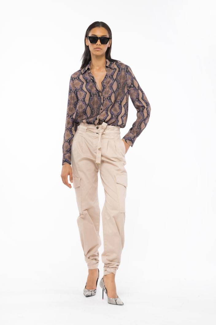 Pinko Wide-leg Cargo Trousers In Nude