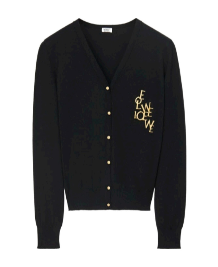 Loewe Charm-detail V-neck Cardigan In Black