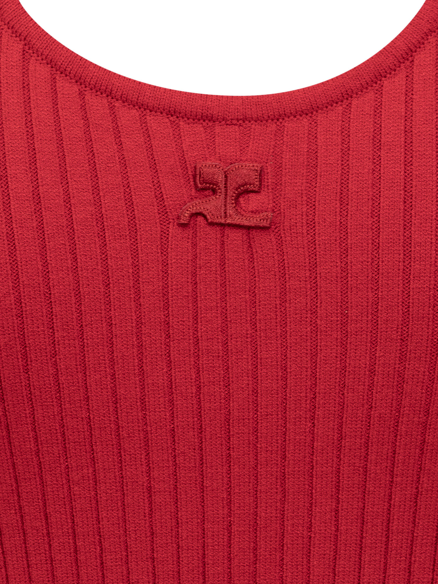 Courrèges Cut-out Ribbed Sweatshirt In Red
