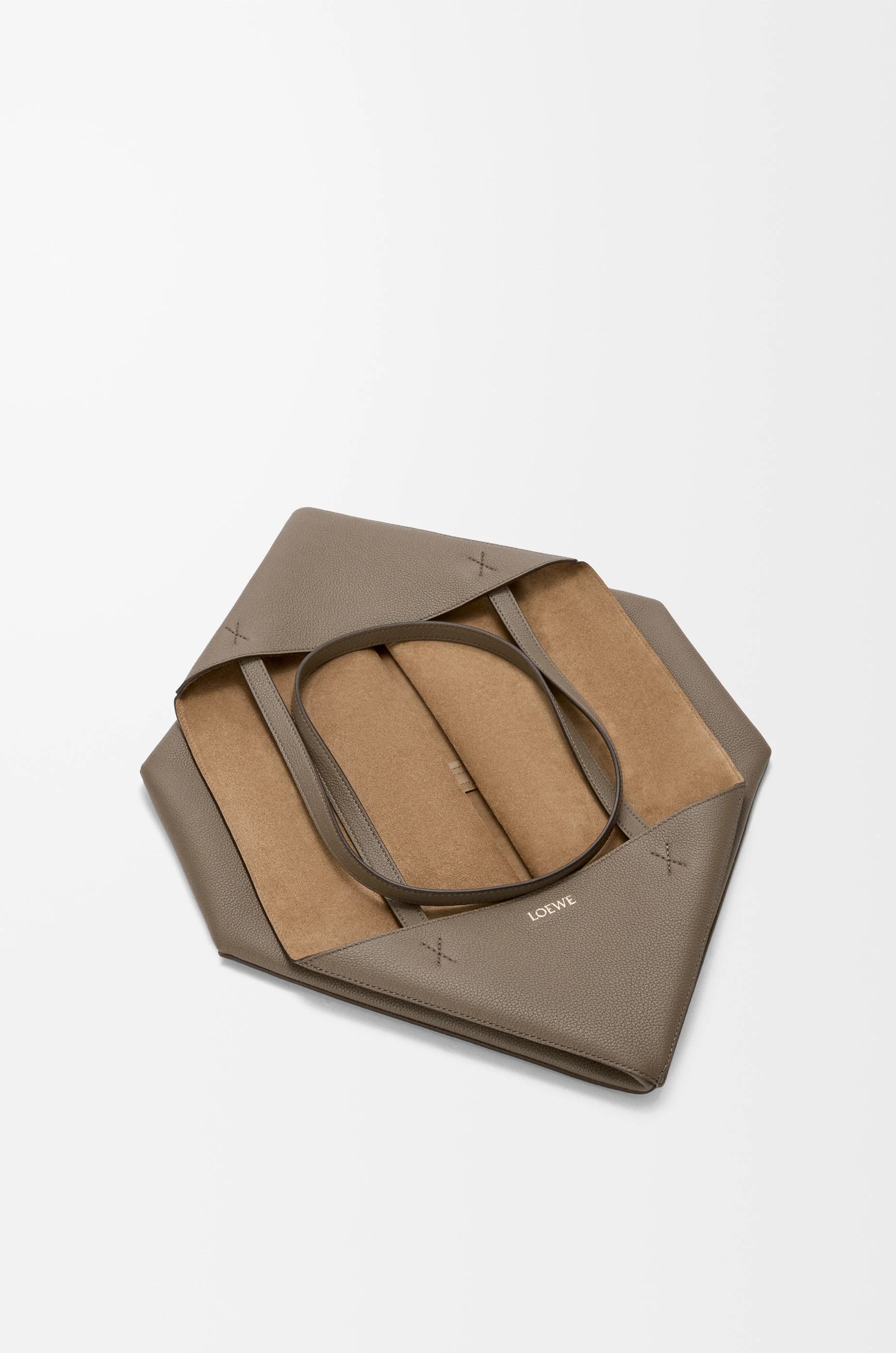 Loewe Large Horizontal Puzzle Fold Tote In Soft Grained Calfskin In Brown