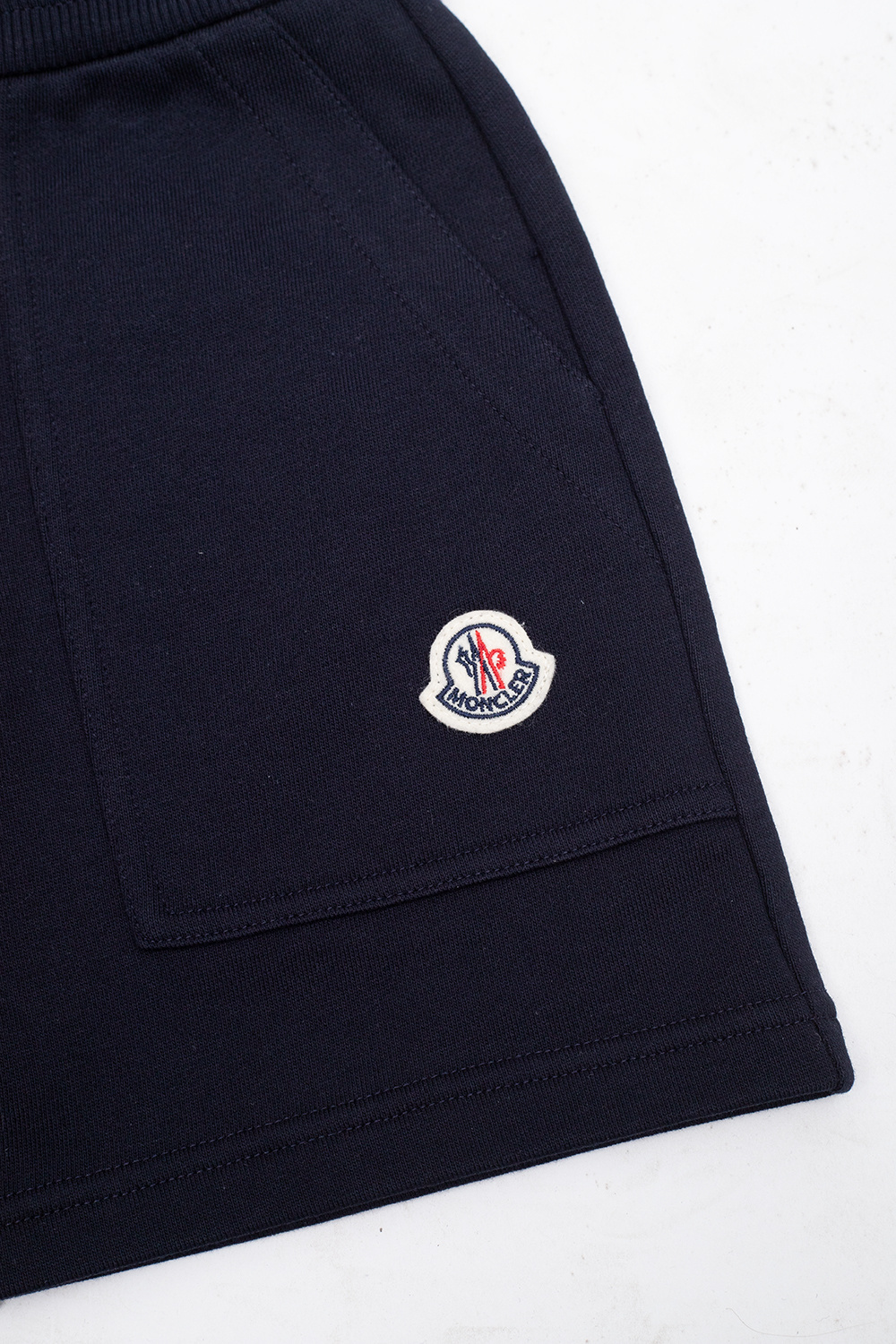 Moncler Logo-patch Cotton Shorts In Blue