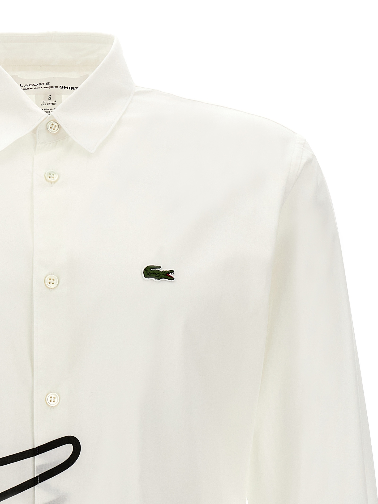 Comme Des Garçons Shirt Collaboration With Lacoste Featuring Graphic Print In White