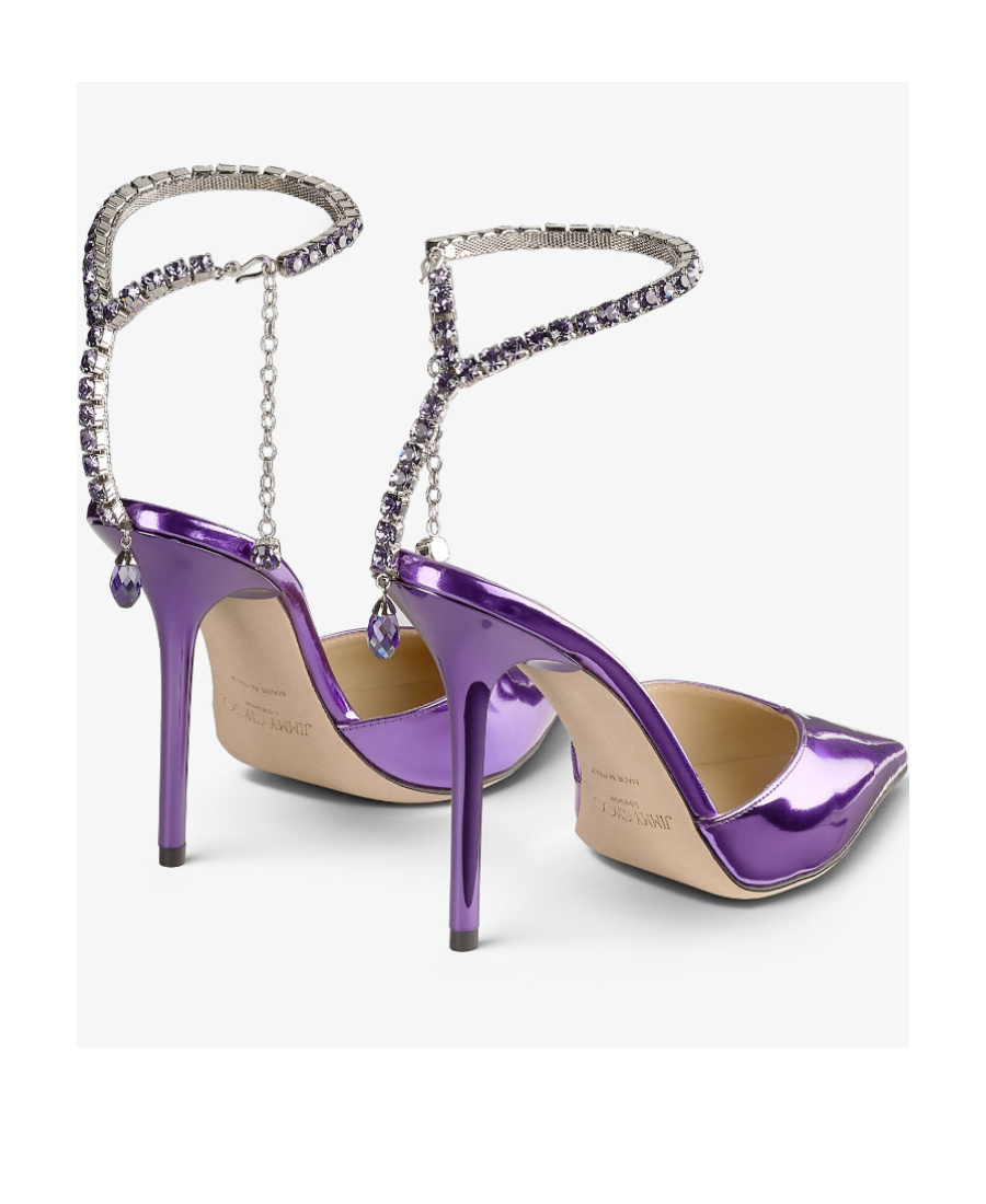 Jimmy Choo Saeda Crystal Ankle Strap Pointed Toe Pump In Blue