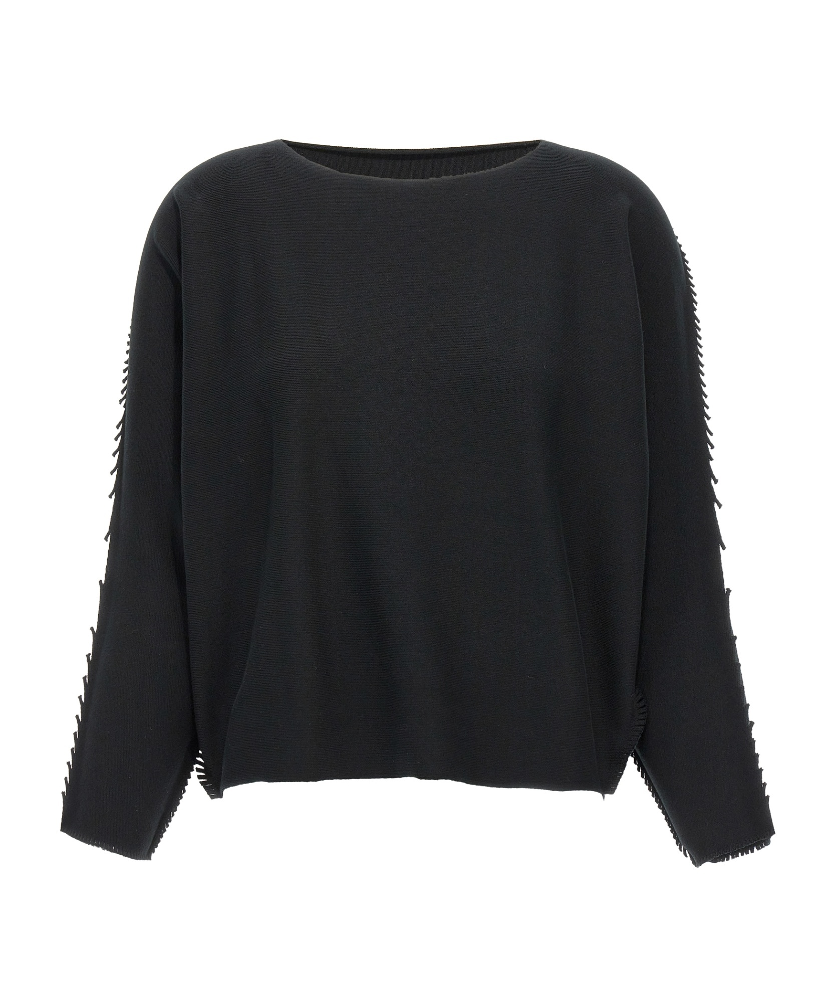 Shop Issey Miyake Frayed-detail Jumper In Black