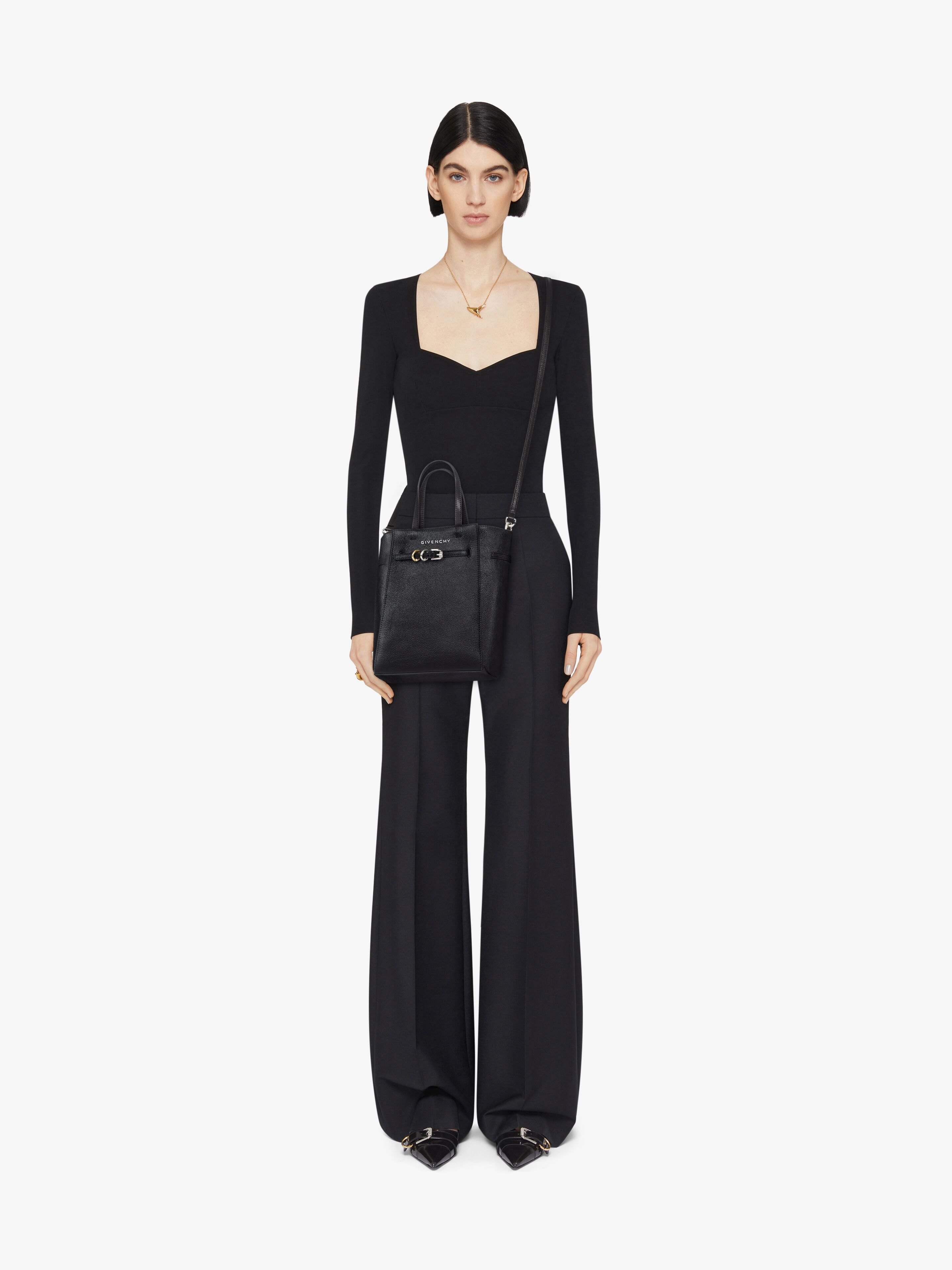 Givenchy Mini Voyou Grained Leather Tote Bag In Black