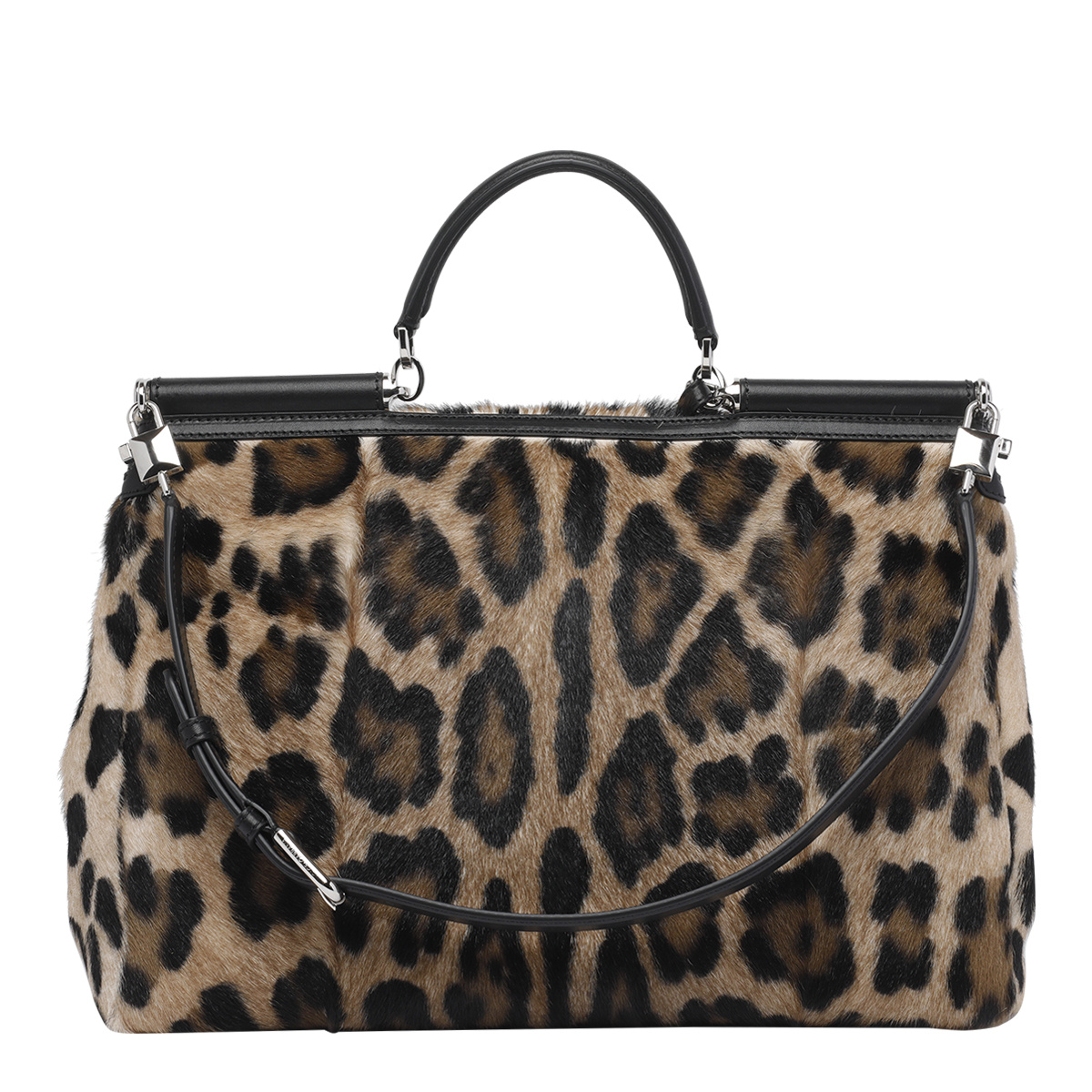 Dolce & Gabbana Sicily Animal Print Shoulder Bag In Brown