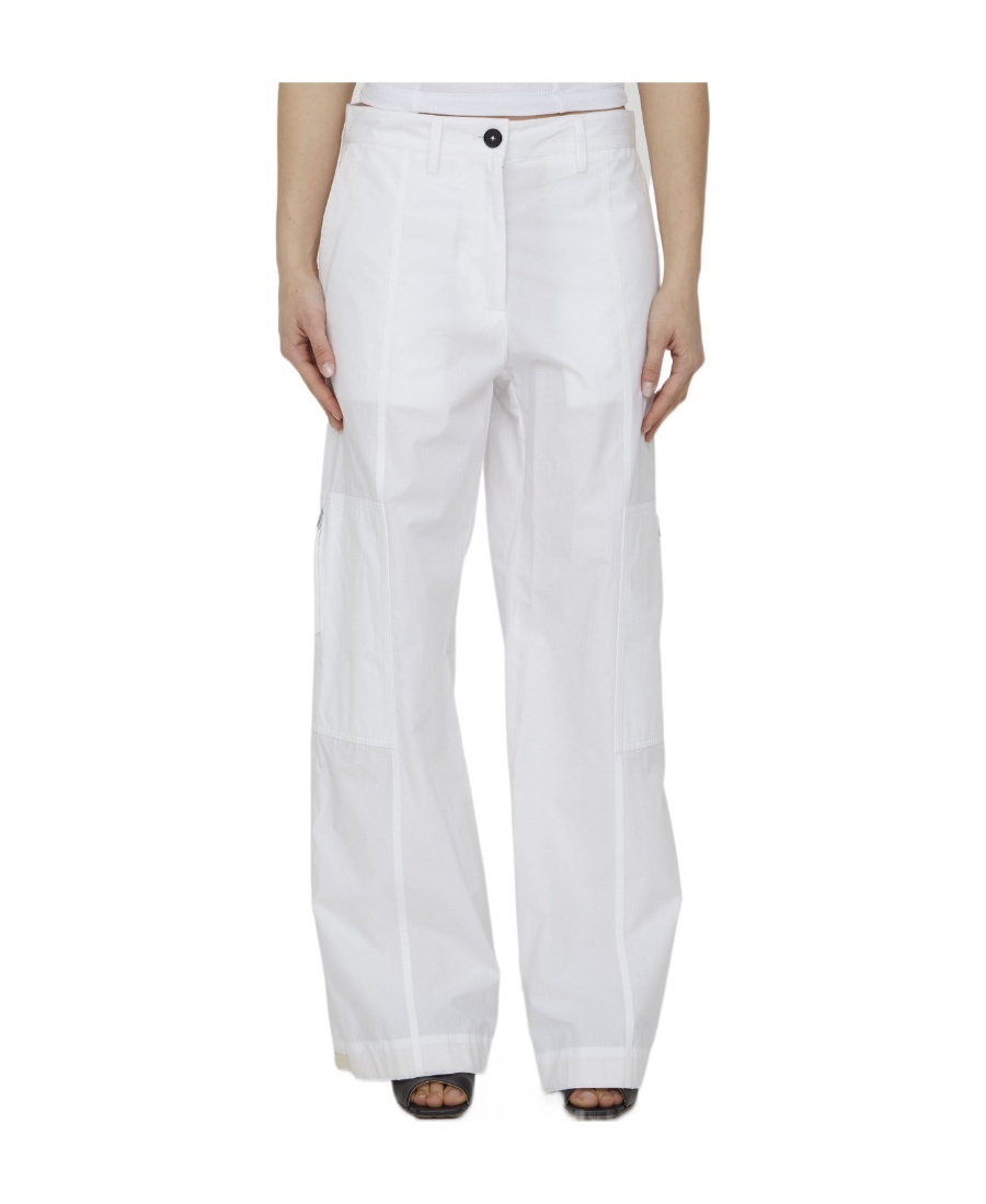 Shop Jil Sander Wide Leg Cargo Trousers In White