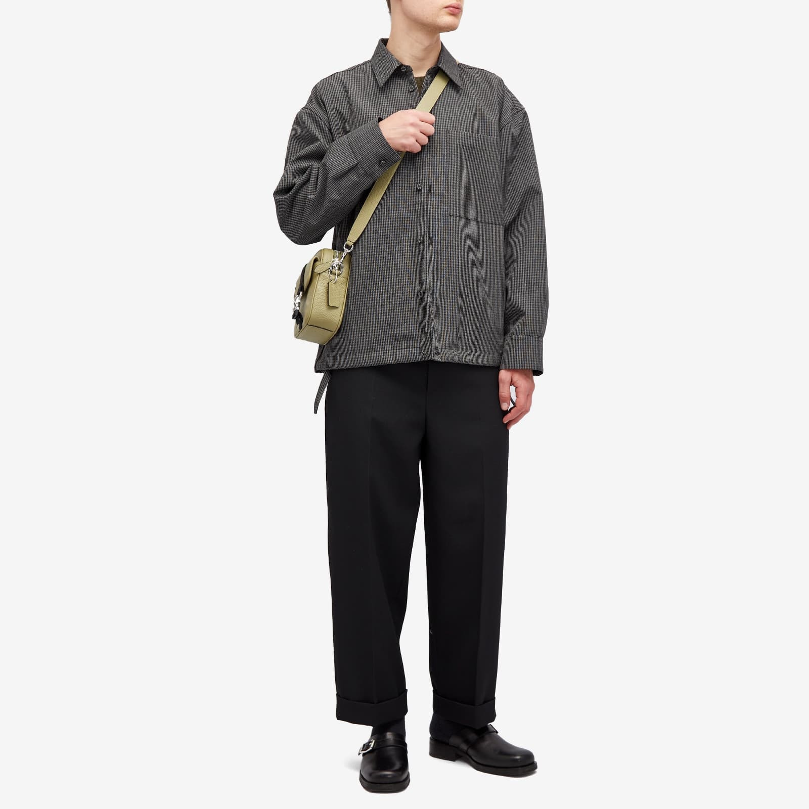Jil Sander Striped Wool Shirt Jacket In Black