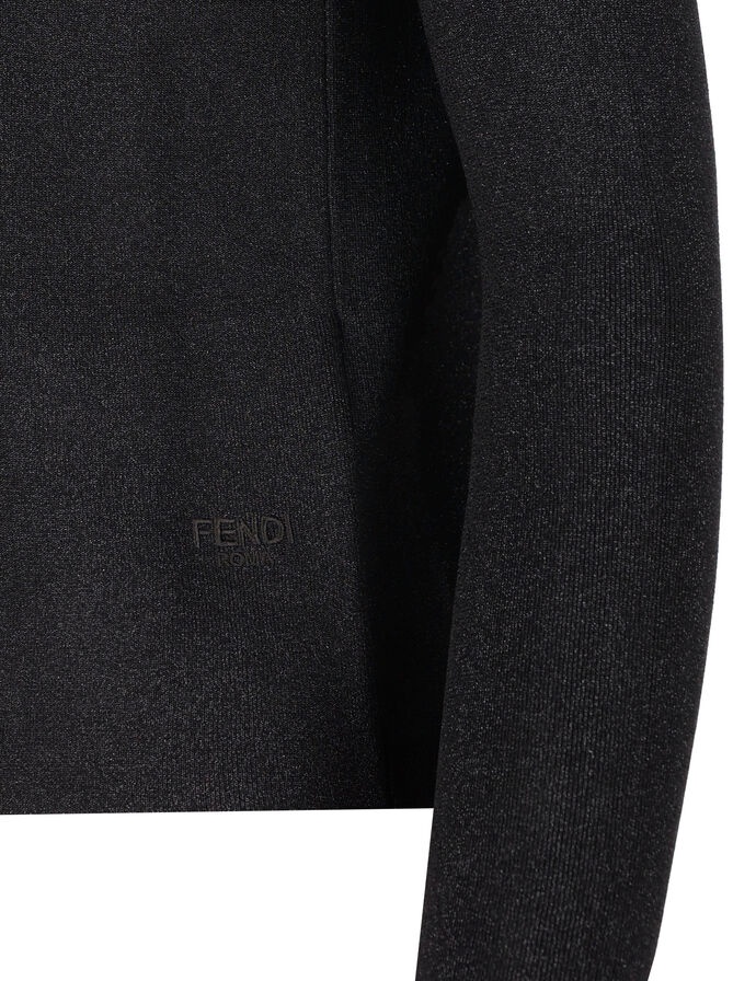 Fendi Long-sleeved Sweater With Vertical Collar In Black