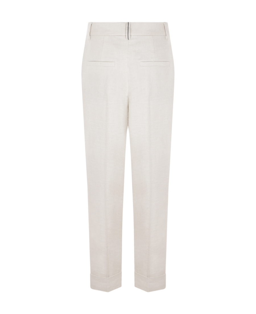 Brunello Cucinelli High-waist Tapered Trousers In White