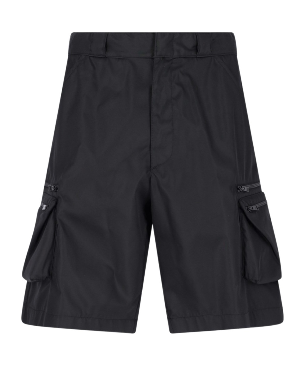 Prada Triangle-plaque Cargo Shorts In Black