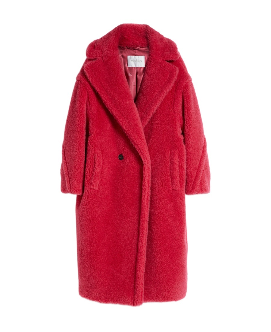 Max Mara Double-breasted Faux-shearling Coat In Red
