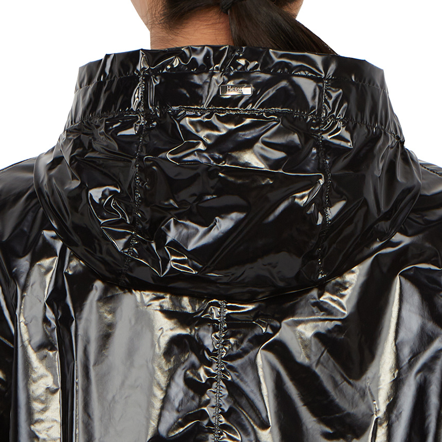 Herno Logo-patch Hooded Jacket In Black