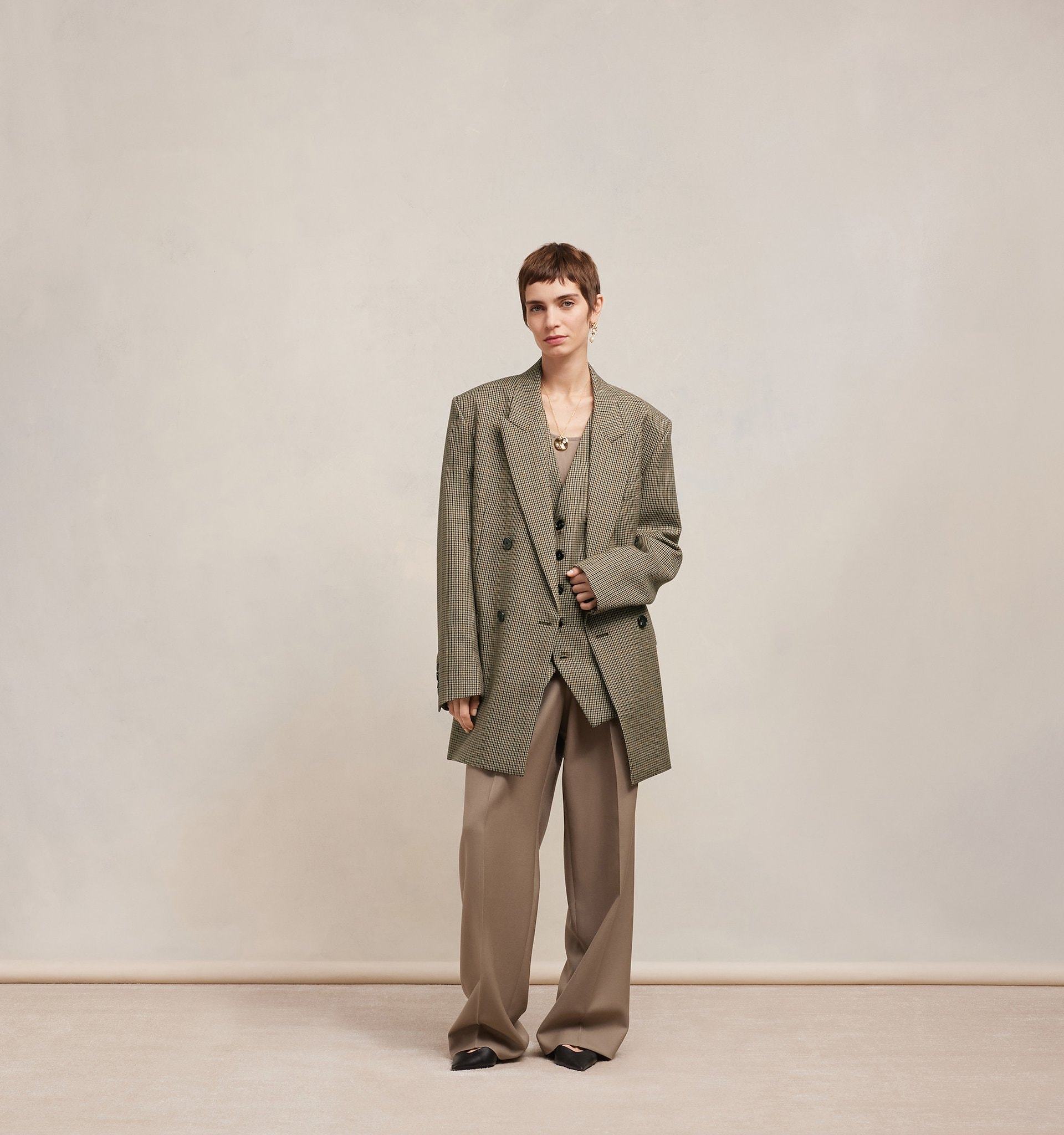 Shop Ami Alexandre Mattiussi Ami Paris Houndstooth Double Breasted Blazer In Brown