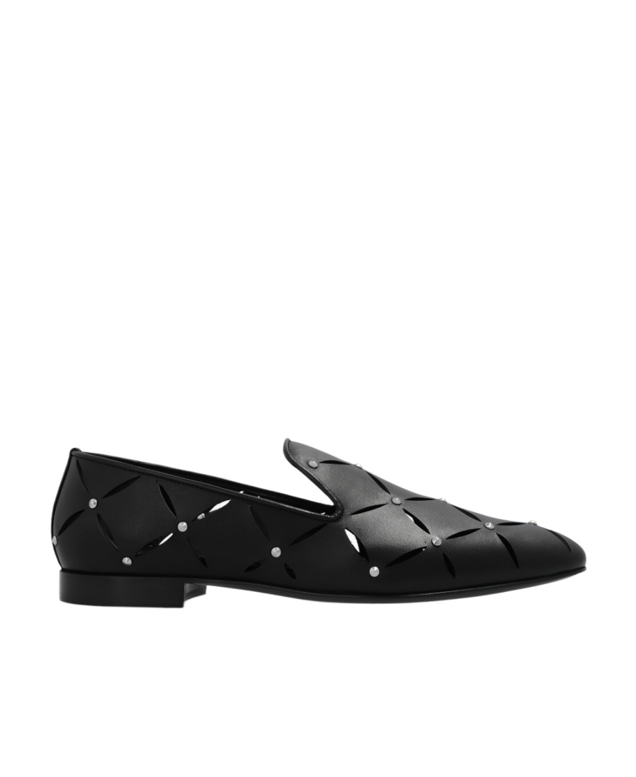 Versace Black Perforated Slippers In Black