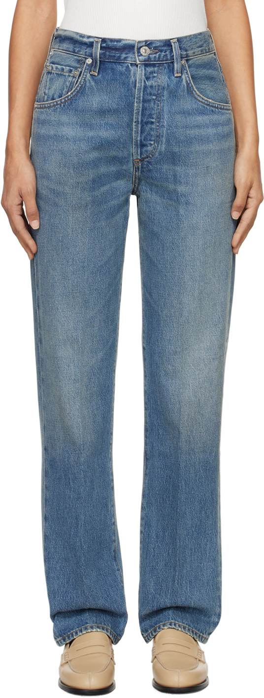 Citizen Of Humanity Skyla Mid-rise Slim-fit Stretch-denim Jeans In Blue