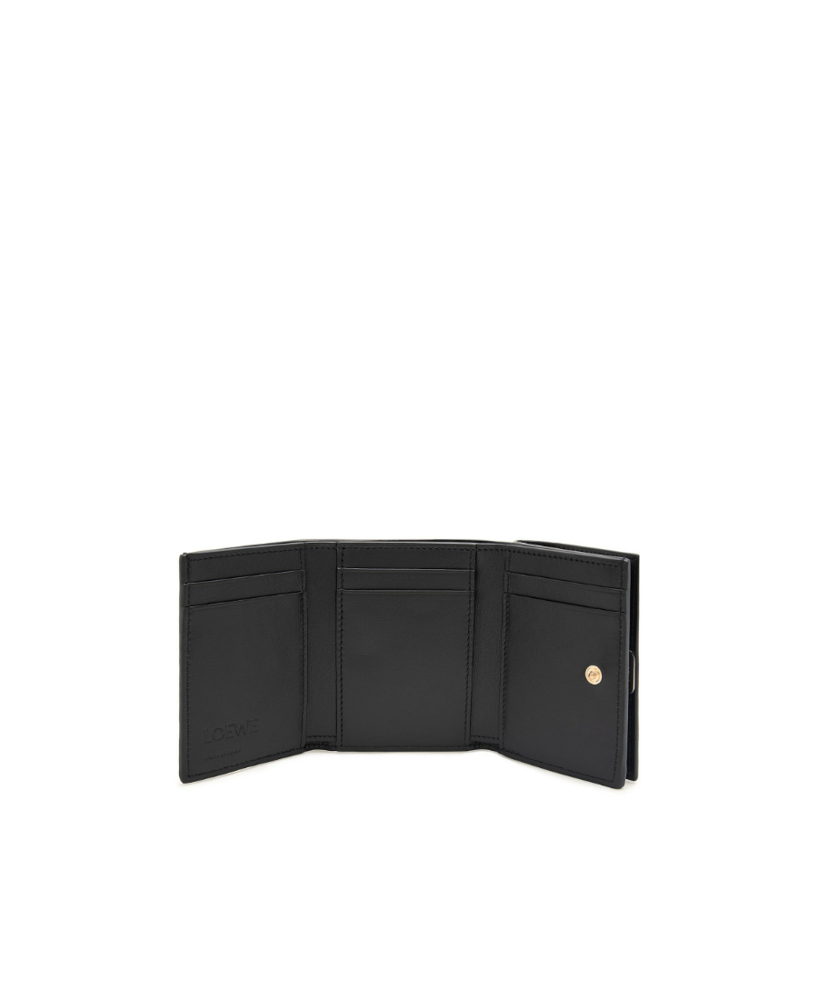 Loewe Puffer Anagram Trifold Wallet In Shiny Nappa Calfskin In Black