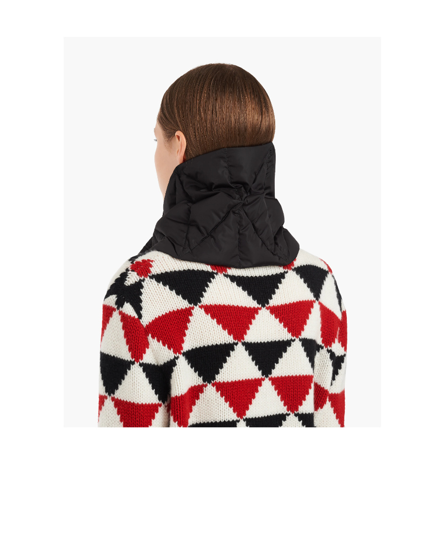 Prada Re-nylon Extractable-hood Padded Scarf In Black