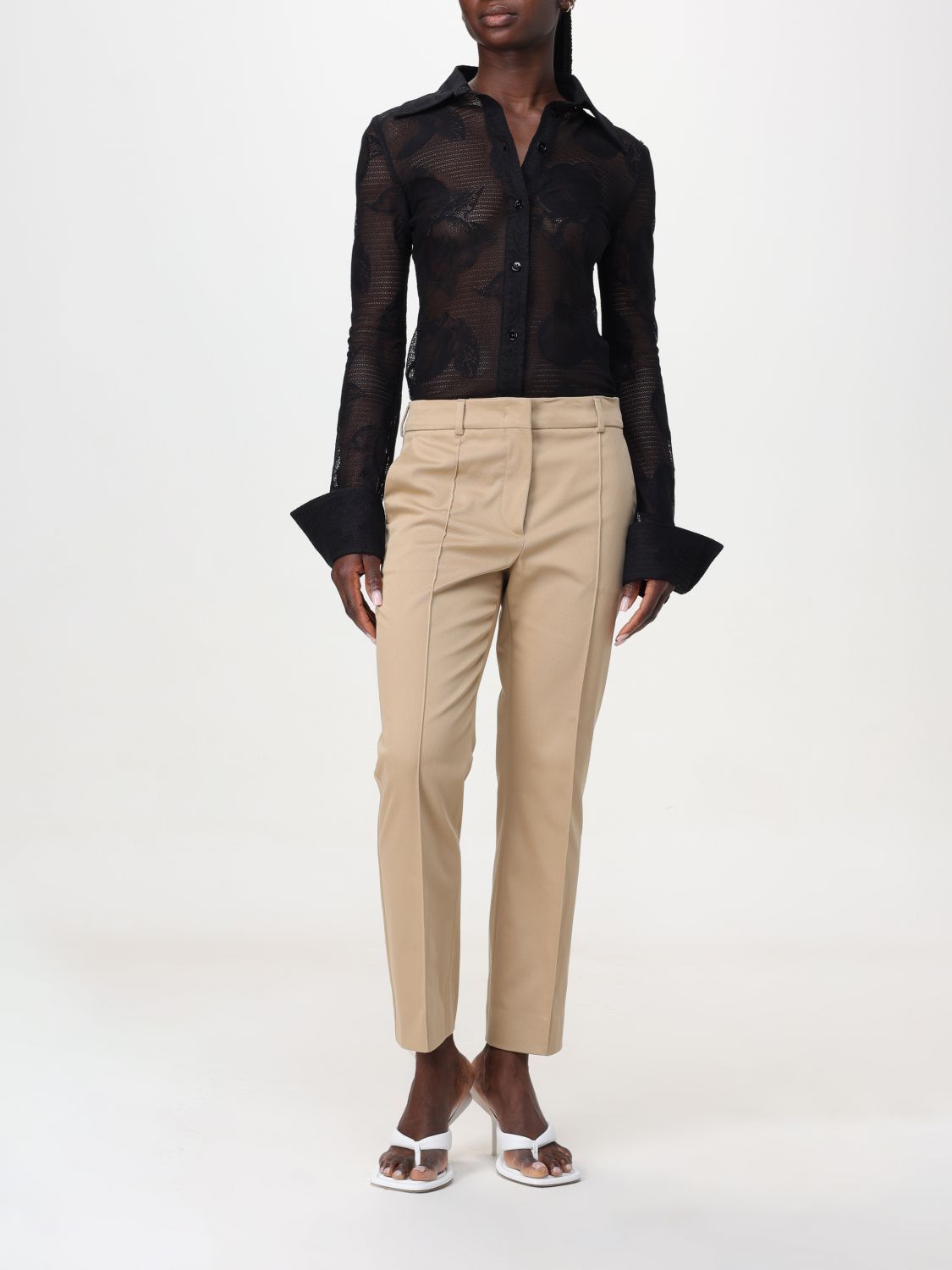 Sportmax Belt Ring Casual Pants In Brown