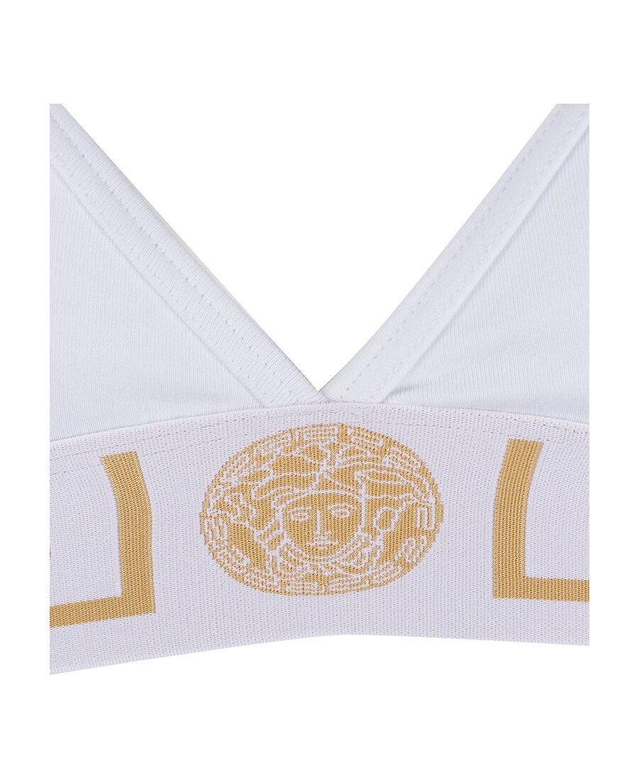 Versace Cotton Topeka Underwire Free Bra With Golden-effect Monogram In White